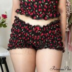 Red Print Frilly Bloomer Short