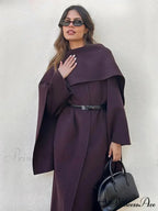 Red Scarf Collar Woolen Coat