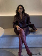 Red Single Buttoned Faux Leather Jacket