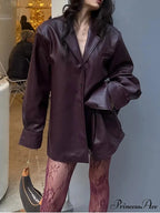 Red Single Buttoned Faux Leather Jacket