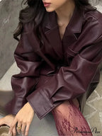 Red Single Buttoned Faux Leather Jacket