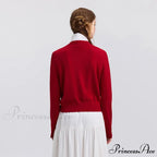 Red Solid Color Elegant Layered Cardigan