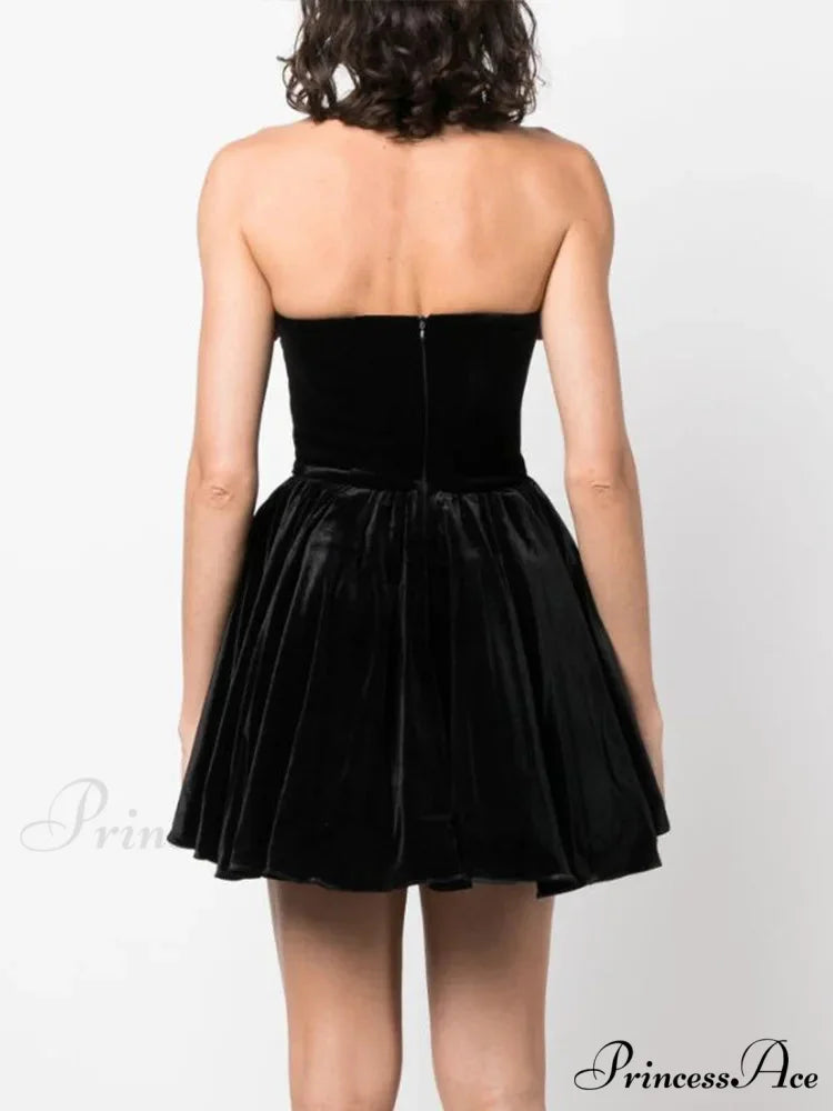 Red Strapless 3D Flower Mini Party Dress