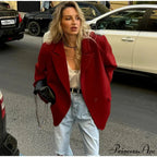 Red Suit Lapel Full Sleeve Coat