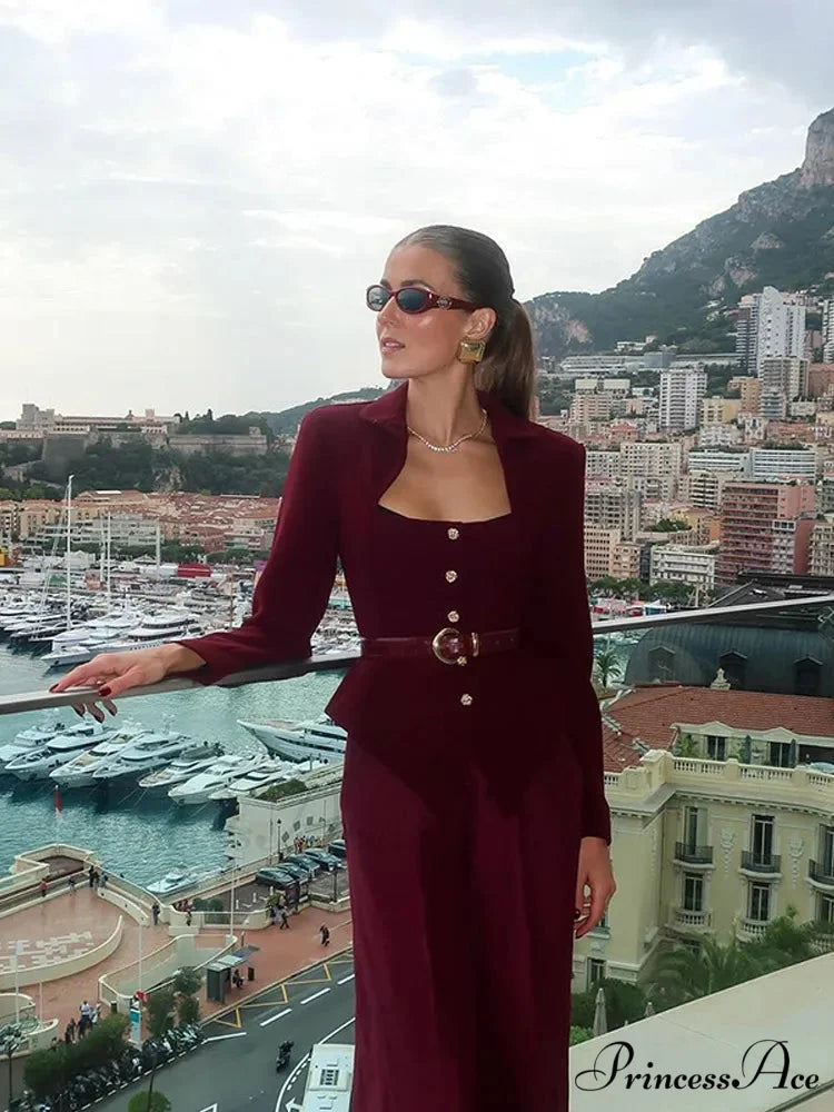 Reddish Stand Collar Trim Short Coat