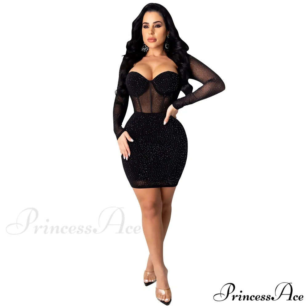 Reese Formal Heat Charming Stone Illusion Mini Dress