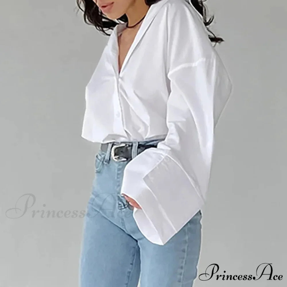 Relaxed Baggy Ivory Top Fall Blouse