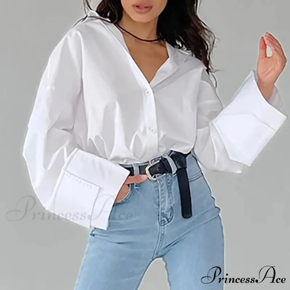 Relaxed Baggy Ivory Top Fall Blouse