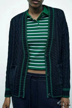 Relaxed Style Opposing V-neck Cardigan
