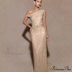 Remove Rhinestone Halter Slit Prom Dress