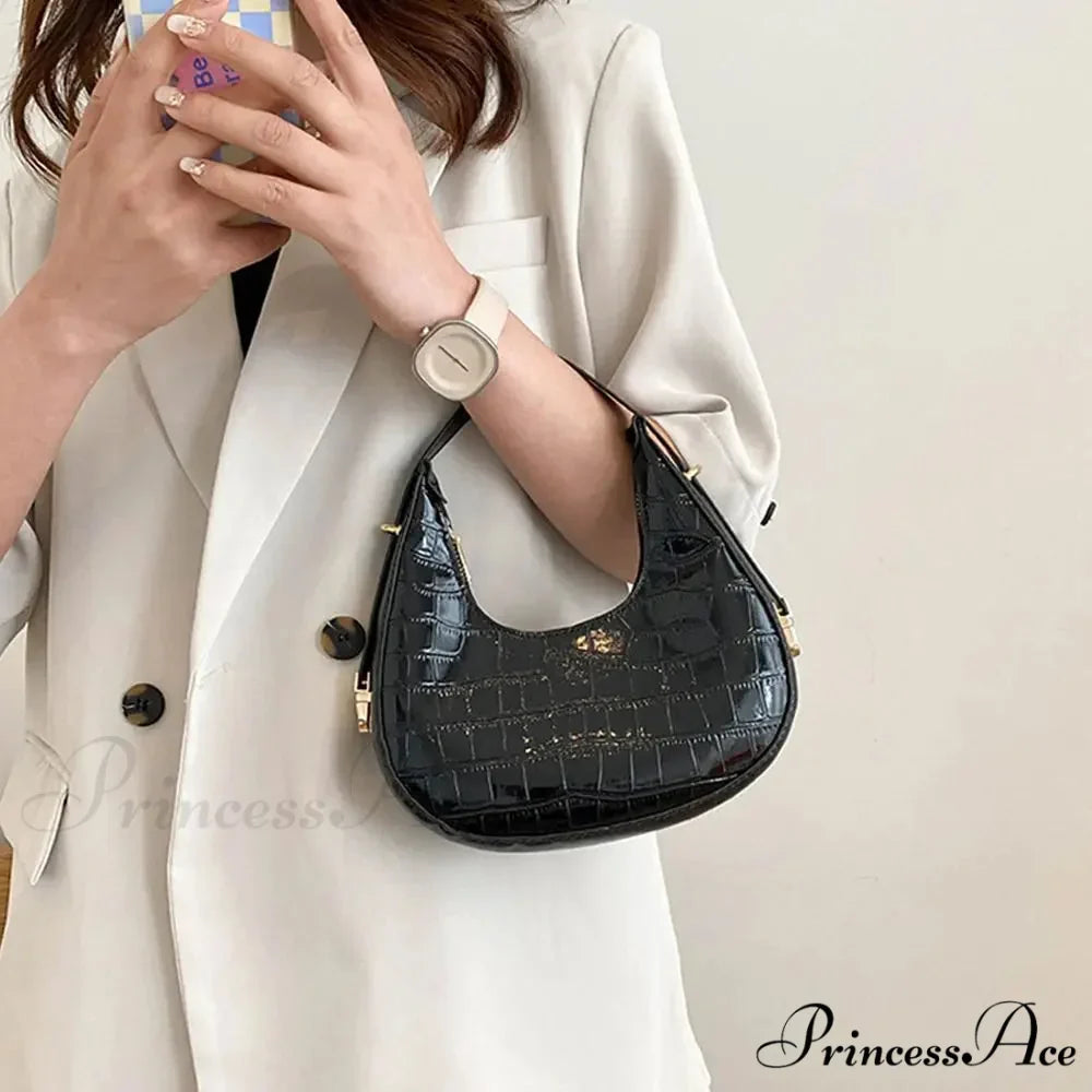 Reptile Texture Basic Faux Leather Shoulder Purse