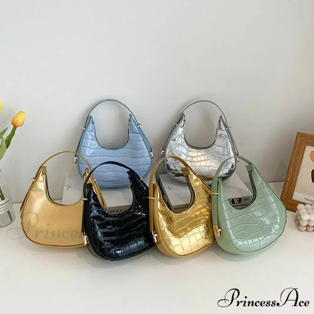 Reptile Texture Basic Faux Leather Shoulder Purse