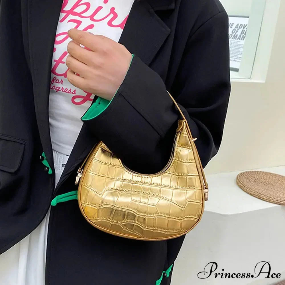 Reptile Texture Basic Faux Leather Shoulder Purse