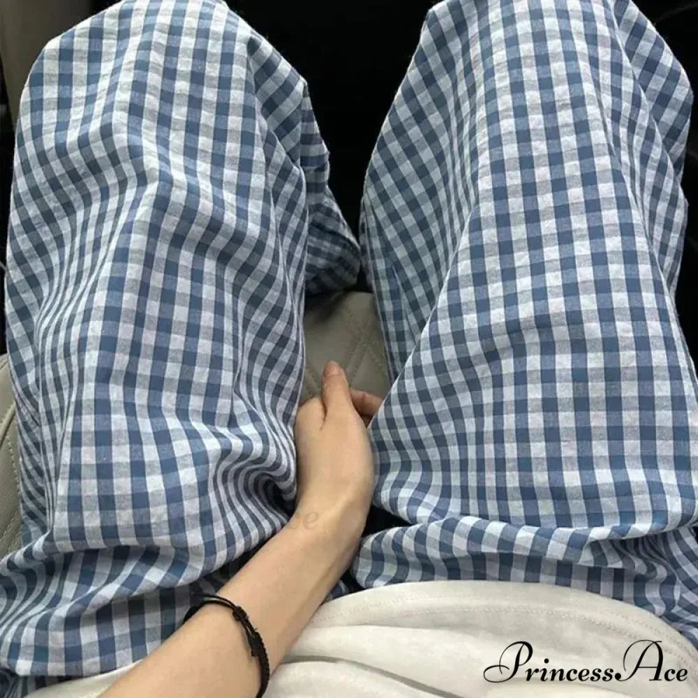 Retro 2000s Tartan Women Informal Loose-Fitting Trousers