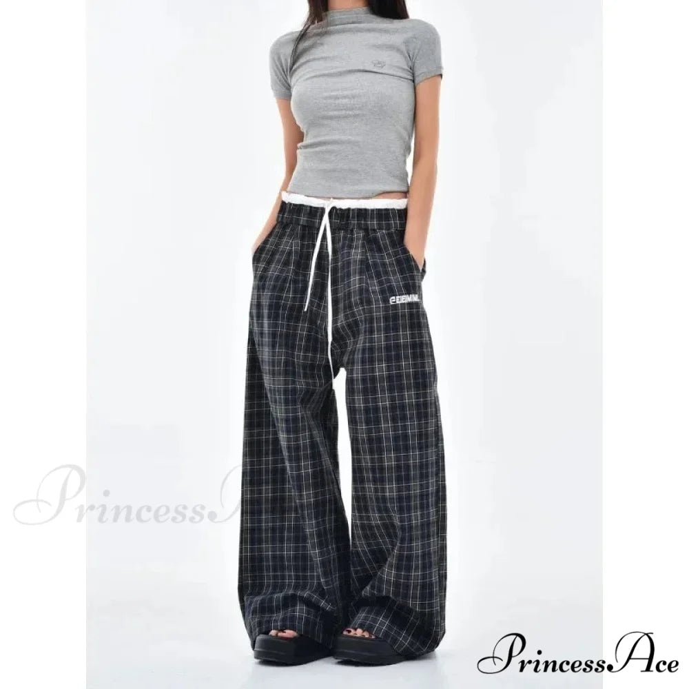 Retro 2000s Tartan Women Sweatpants Trousers