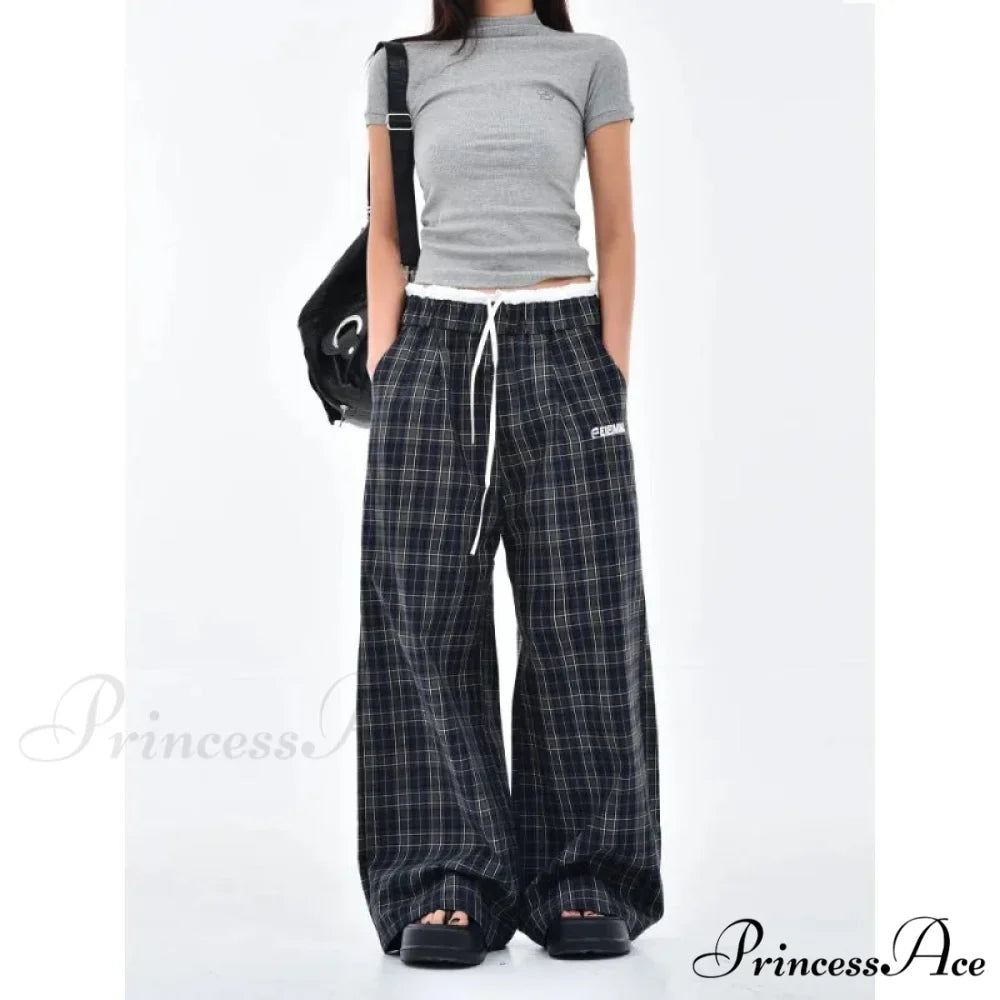 Retro 2000s Tartan Women Sweatpants Trousers