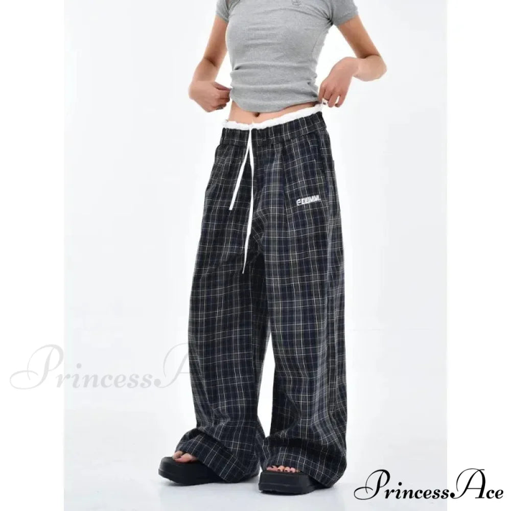 Retro 2000s Tartan Women Sweatpants Trousers