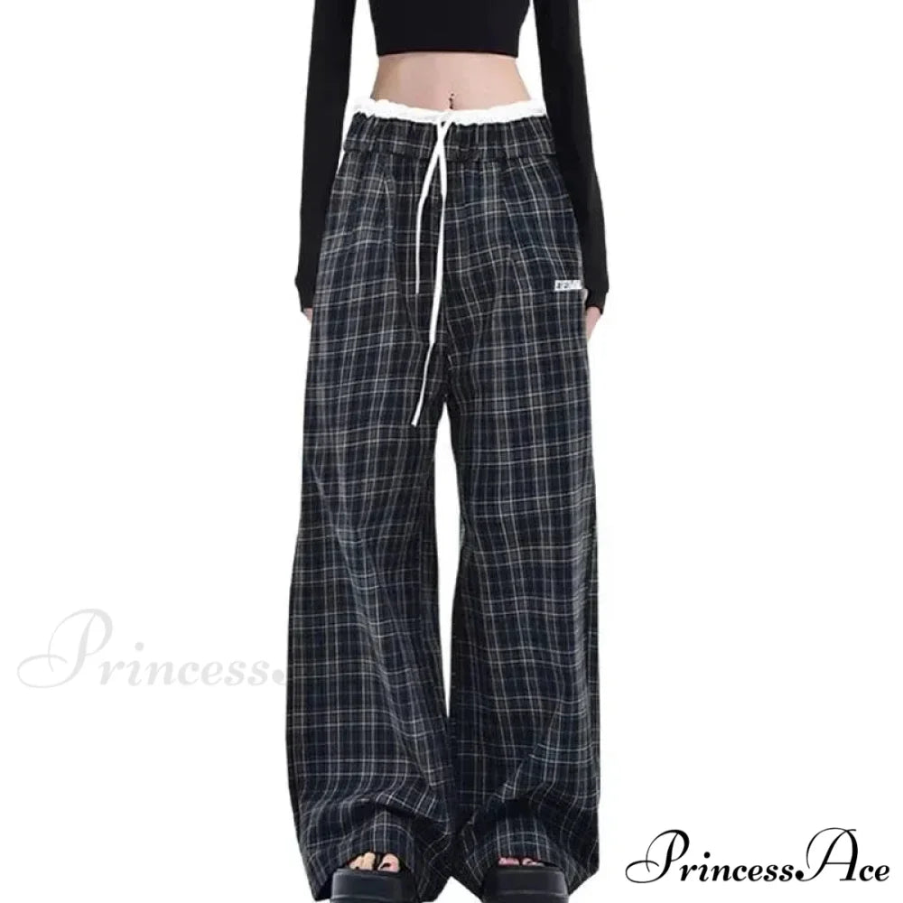 Retro 2000s Tartan Women Sweatpants Trousers