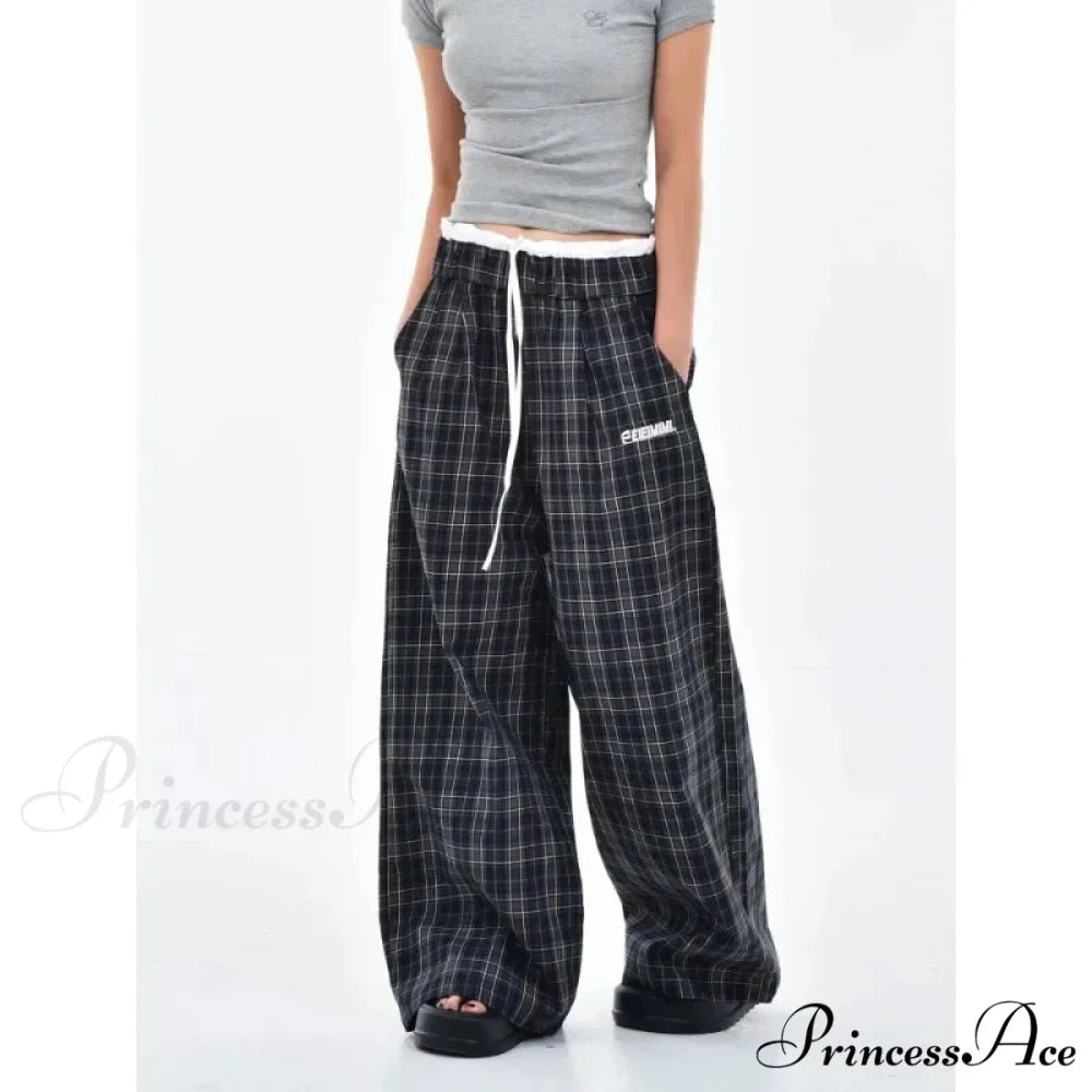Retro 2000s Tartan Women Sweatpants Trousers