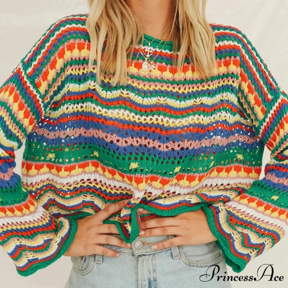 Retro 90s Knitted Bell Sleeves Jumper