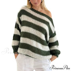 Retro Banded Boat Neck Sweater