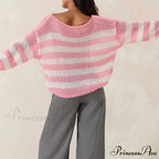 Retro Banded Boat Neck Sweater