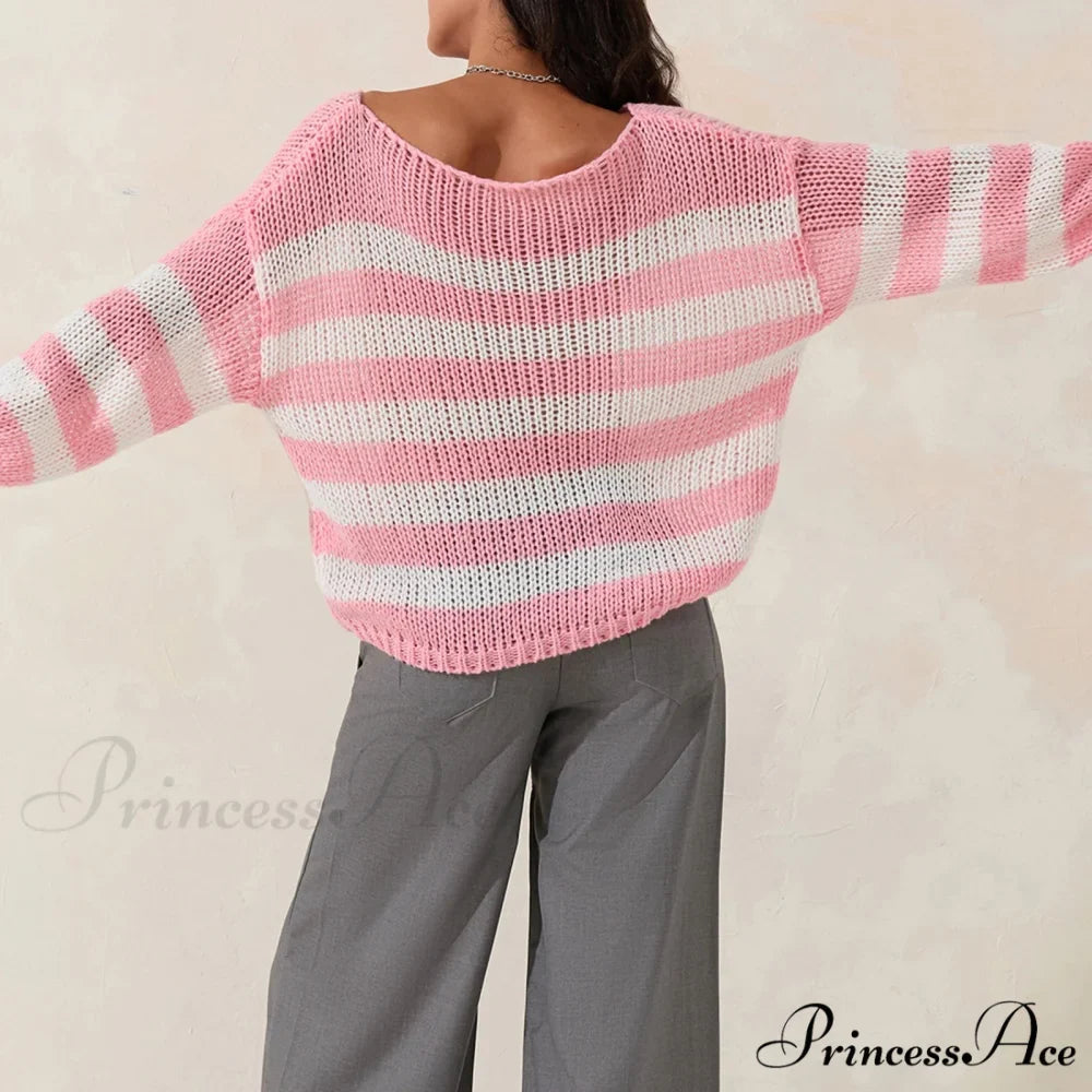 Retro Banded Boat Neck Sweater