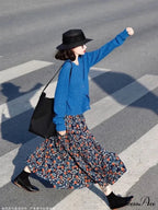 Retro Blossom Pattern High Waist Pleated Skirt