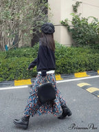 Retro Blossom Pattern High Waist Pleated Skirt