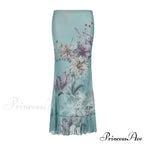 Retro Blossom Pattern Mesh Mermaid Slim Bodycon Y2K Skirt