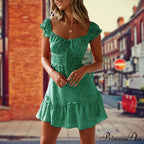 Retro Bohemian Seaside Floral Pattern Body-Hugging Dress