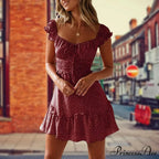 Retro Bohemian Seaside Floral Pattern Body-Hugging Dress