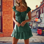 Retro Bohemian Seaside Floral Pattern Body-Hugging Dress