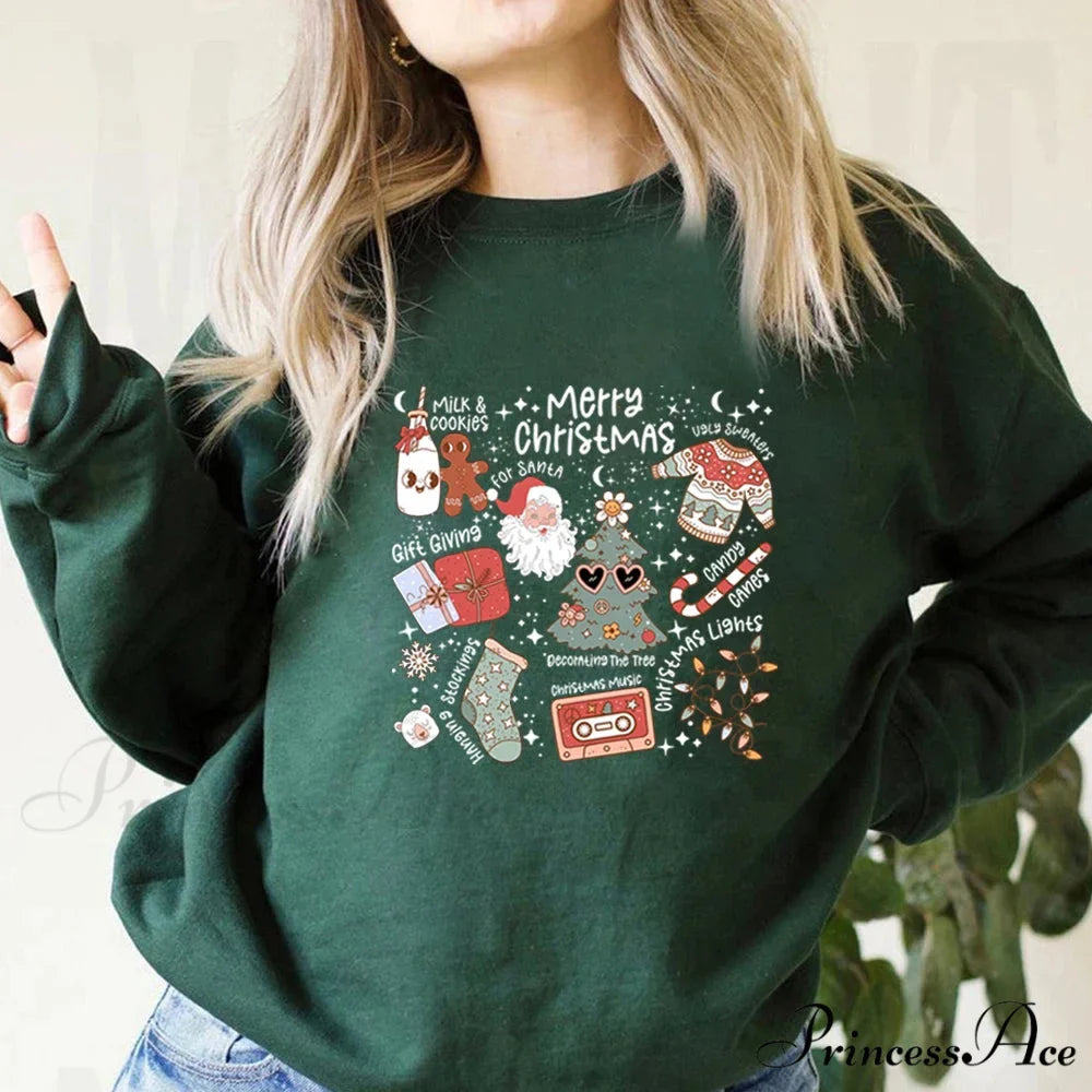 Retro Cheerful Aesthetic Santa Warm Hoodie