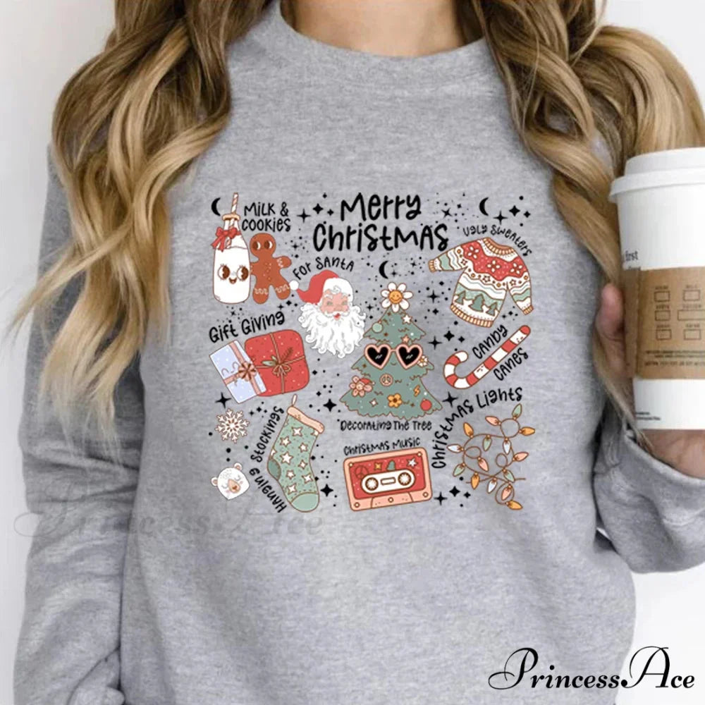 Retro Cheerful Aesthetic Santa Warm Hoodie