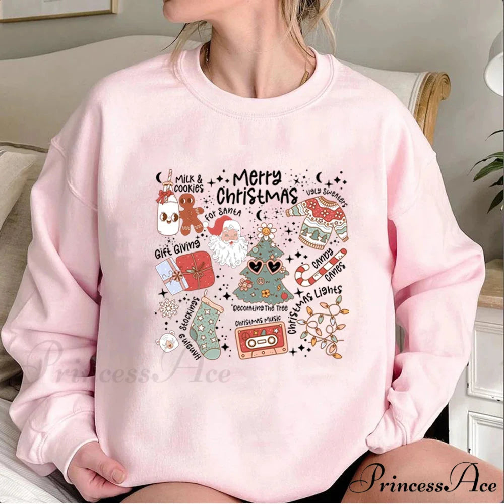 Retro Cheerful Aesthetic Santa Warm Hoodie