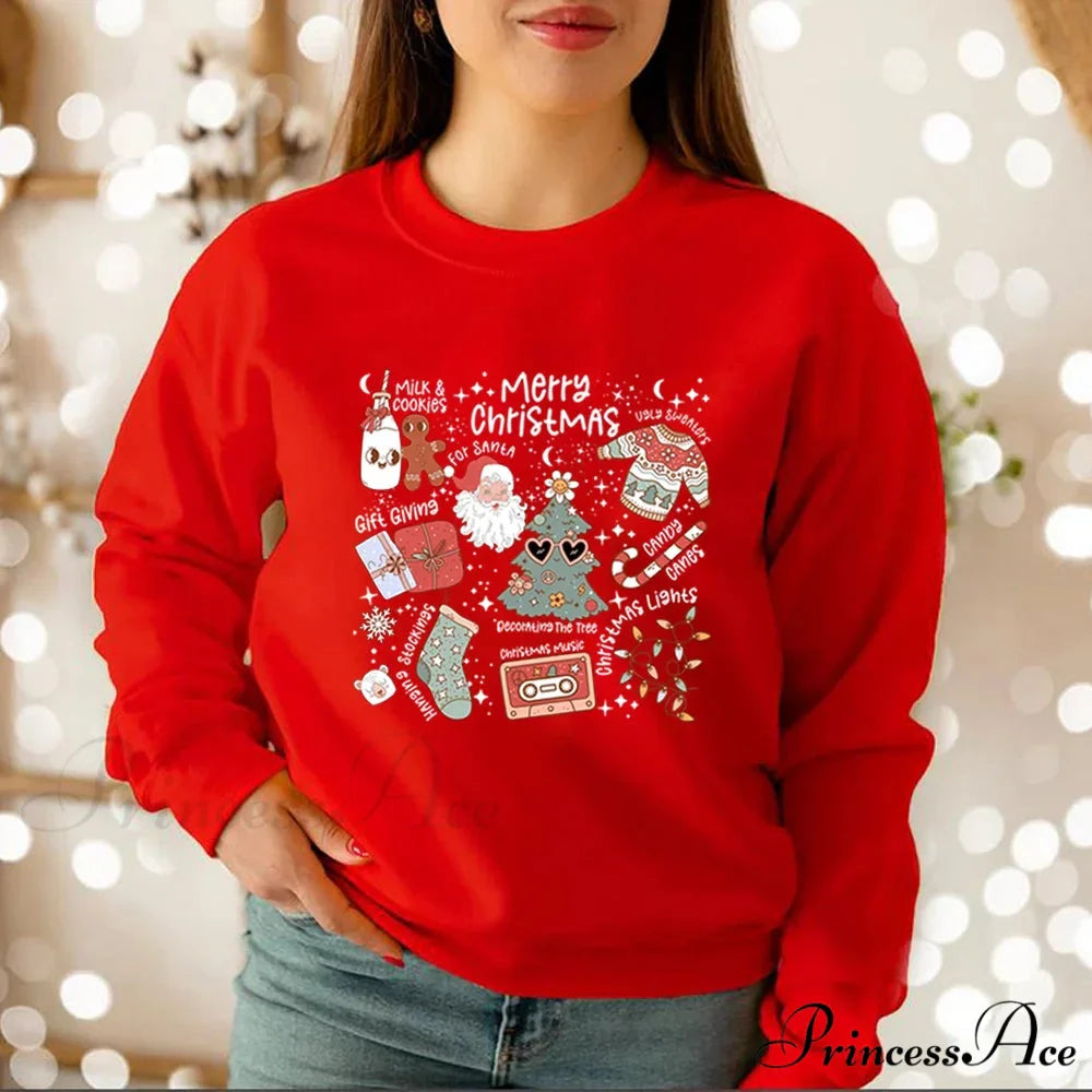 Retro Cheerful Aesthetic Santa Warm Hoodie