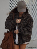 Retro Cheetah Pattern Zipper Jacket