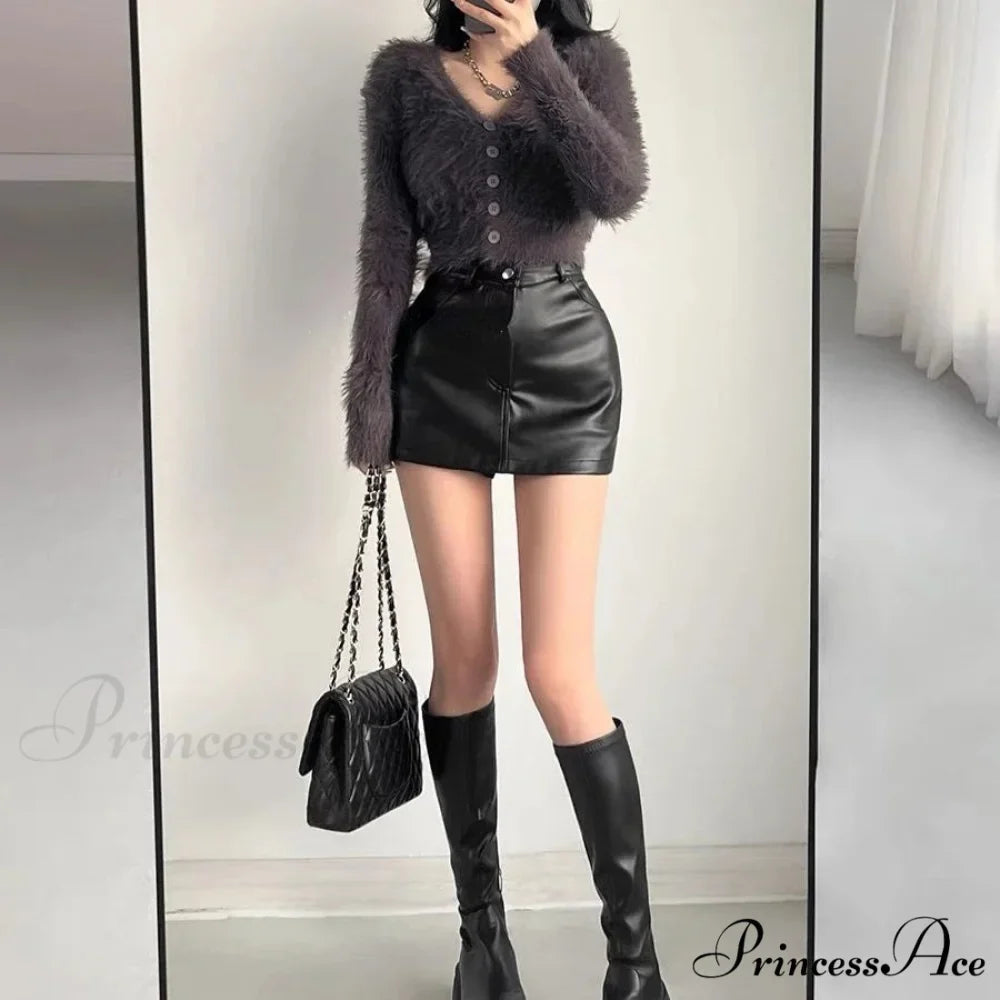 Retro Chic High Waist Sexy A-line Stylish Fashionable Brown Elegant Skirt