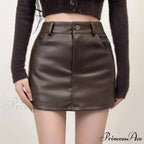 Retro Chic High Waist Sexy A-line Stylish Fashionable Brown Elegant Skirt