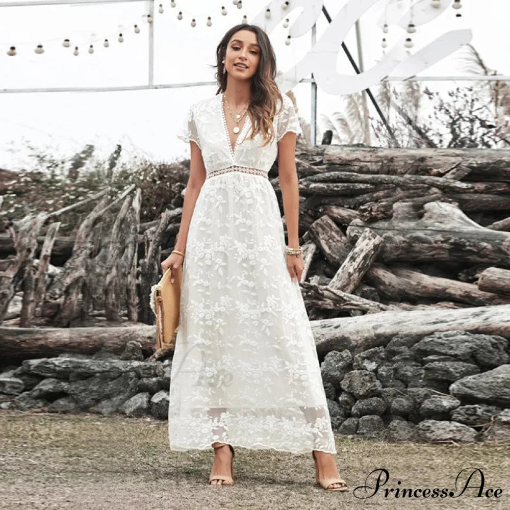 Retro Deep Plunging Neckline Short Sleeve Dress