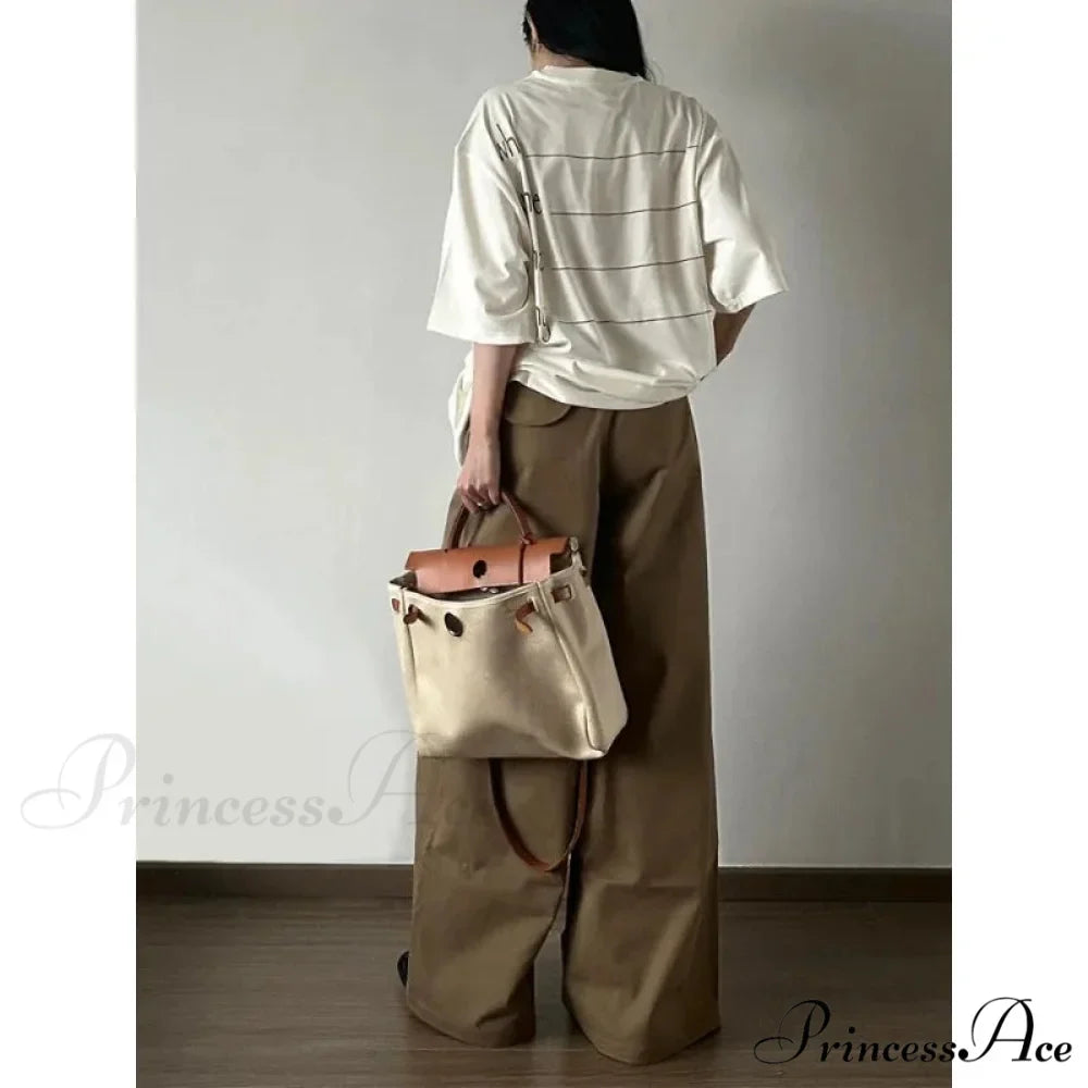 Retro Denim Broad Leg Trousers