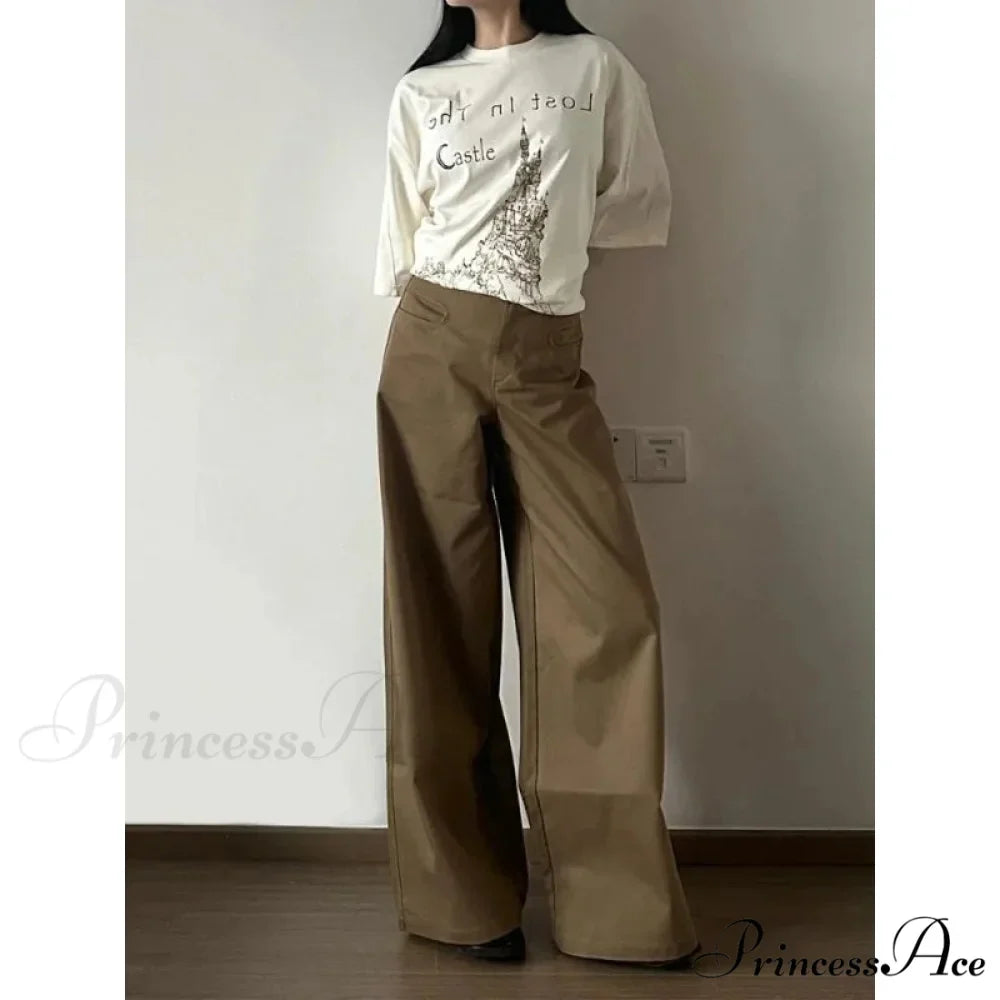 Retro Denim Broad Leg Trousers
