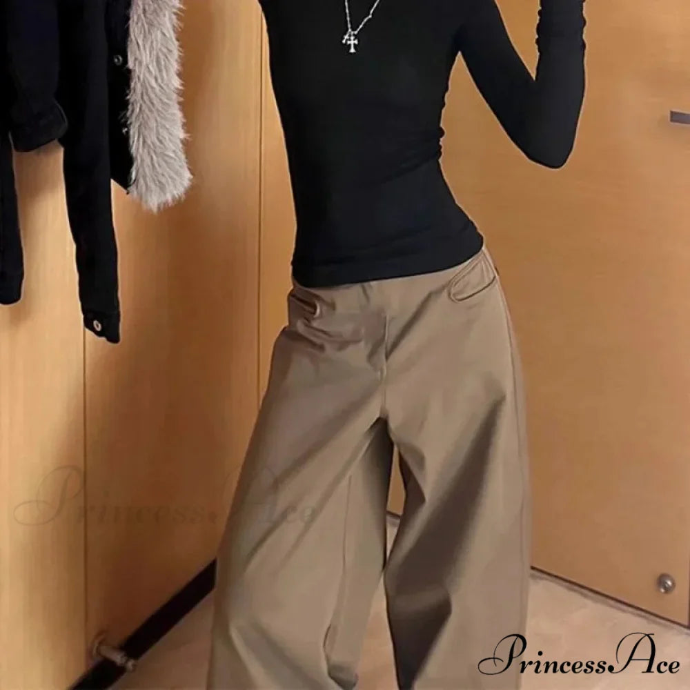 Retro Denim Broad Leg Trousers