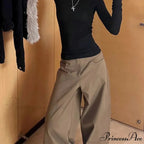 Retro Denim Broad Leg Trousers