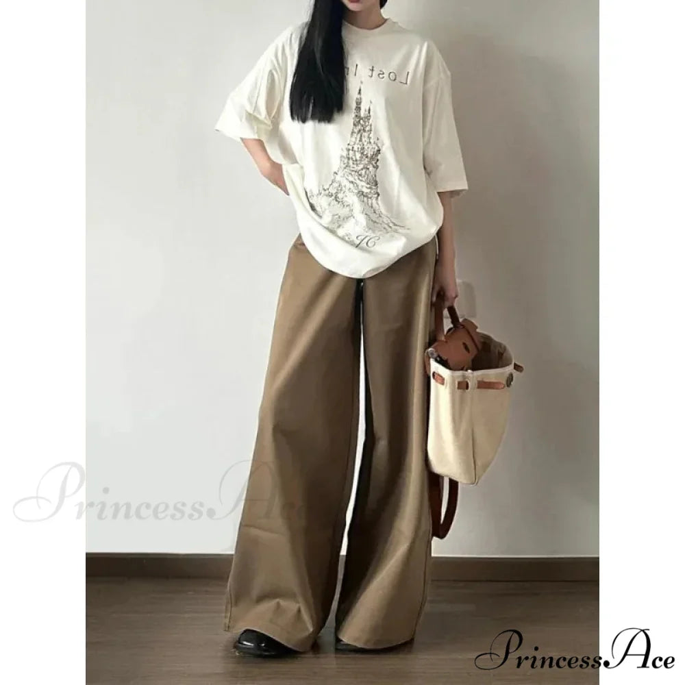 Retro Denim Broad Leg Trousers