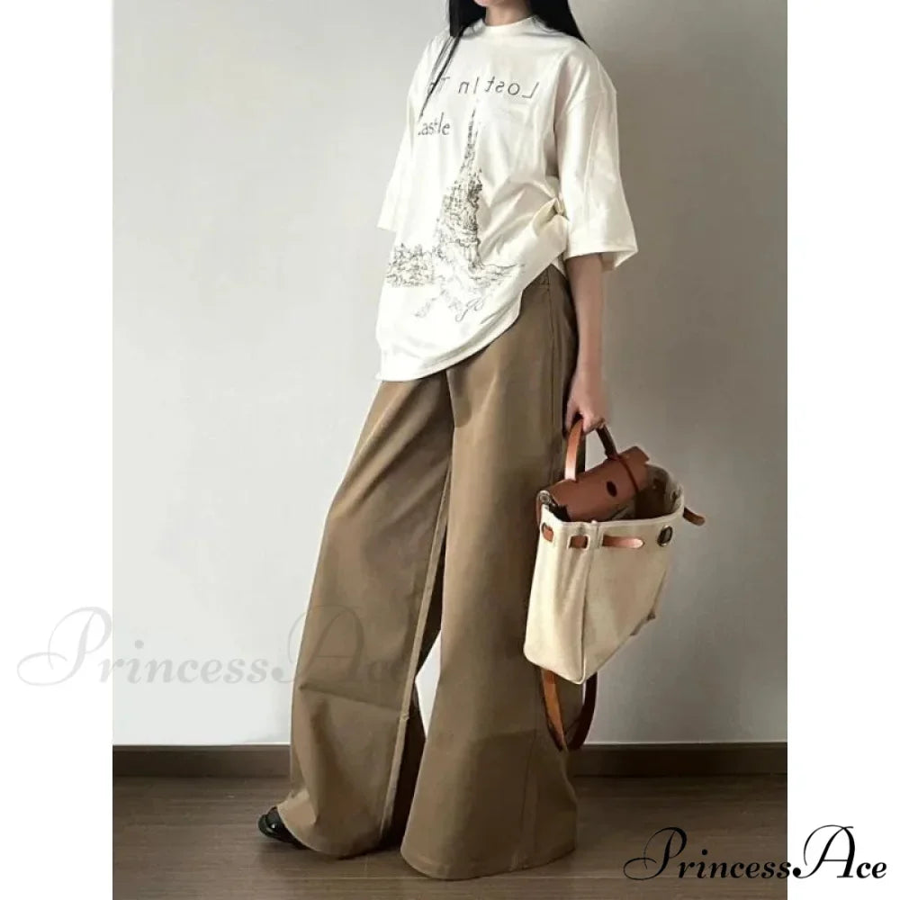 Retro Denim Broad Leg Trousers