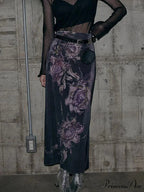 Retro Flower Pattern Aesthetic High Rise Skirt