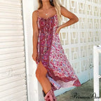 Retro Flower Pattern Bohemian Midi Dress