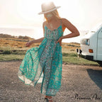 Retro Flower Pattern Bohemian Midi Dress